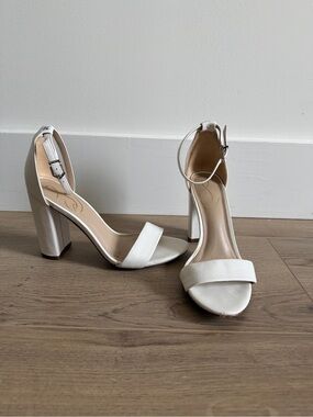 Sam Edelman Yaro White Ankle-Strap Block Heel Sandals